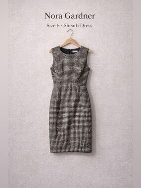 Nora Gardner Sheath Dress 6 Houndstooth Work Office Career Chic